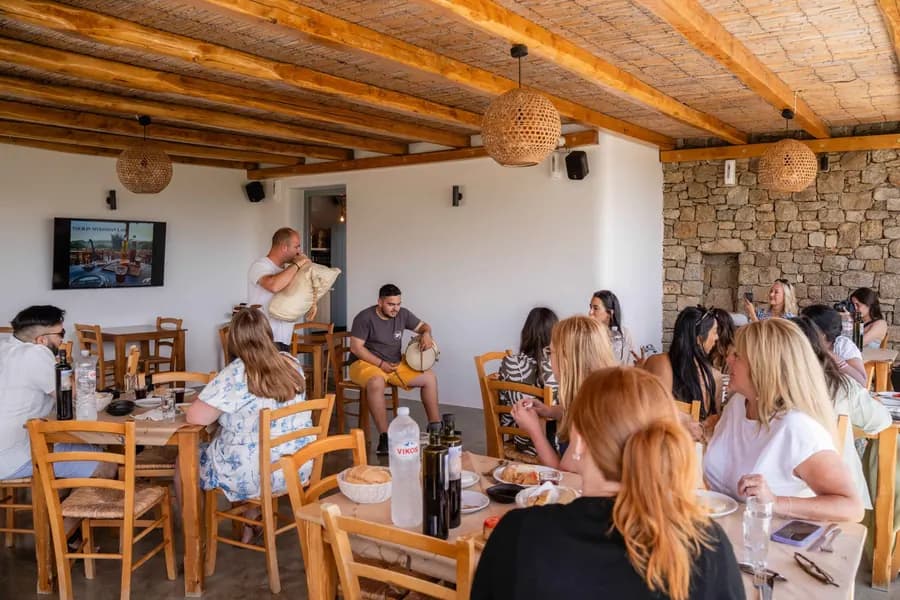Wine tasting table in Mykonos